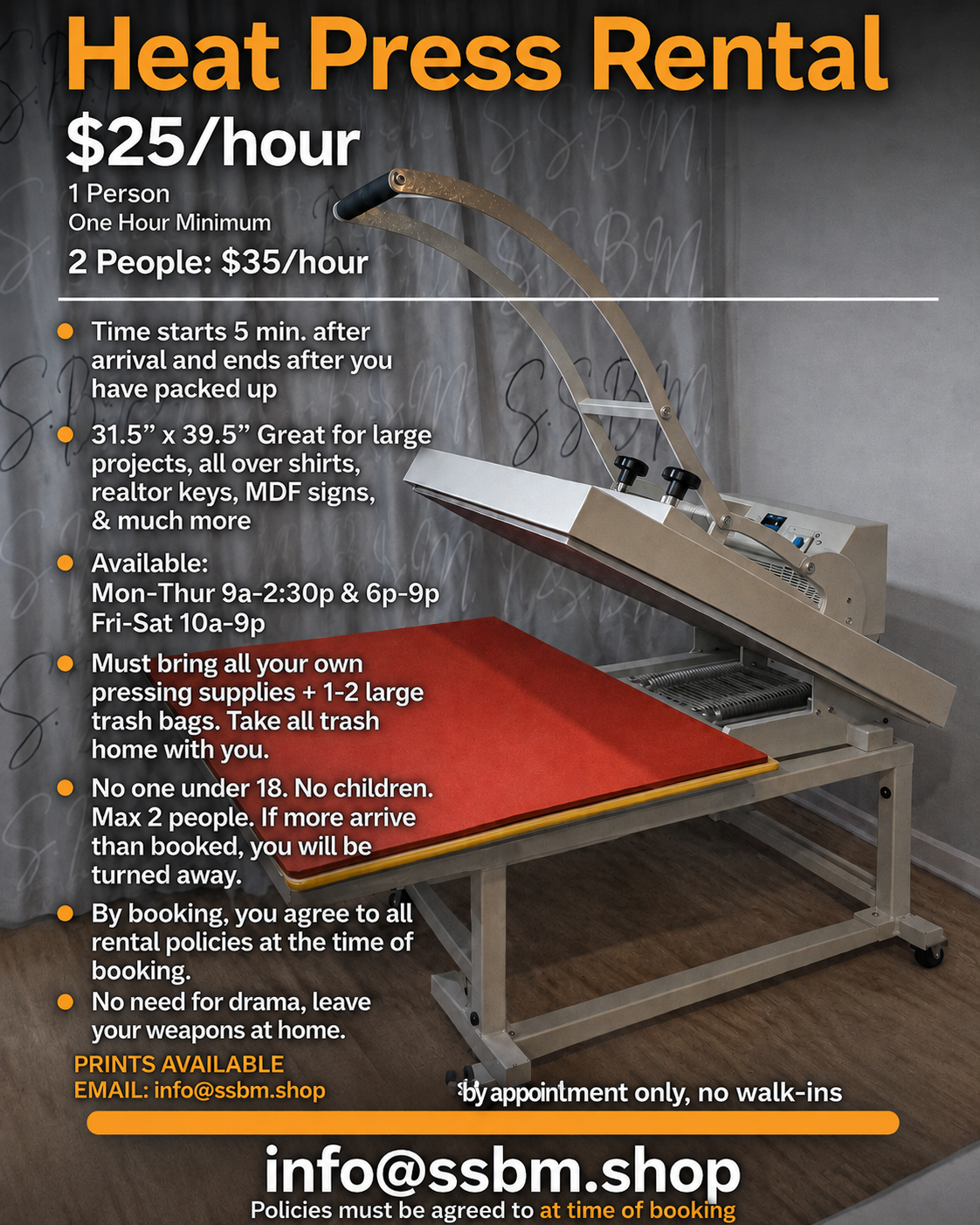 Heat Press Rental Appointment — Large Format Press