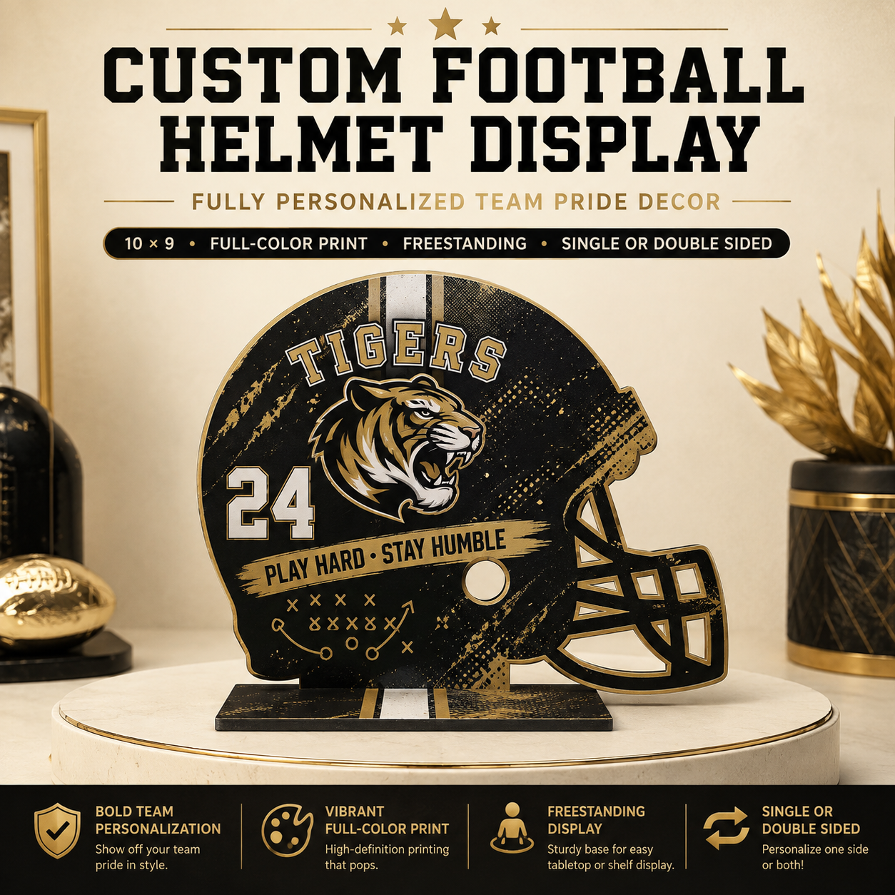Custom Football Helmet Display | Personalized Sports Decor