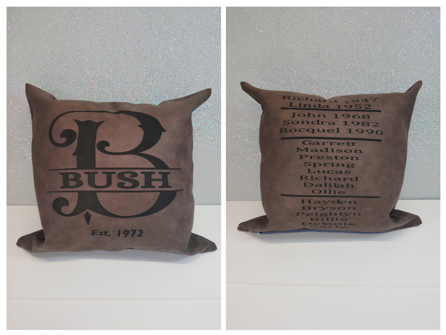 Faux Leather Engraved Pillow