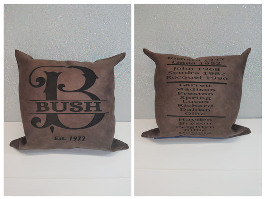 Faux Leather Engraved Pillow