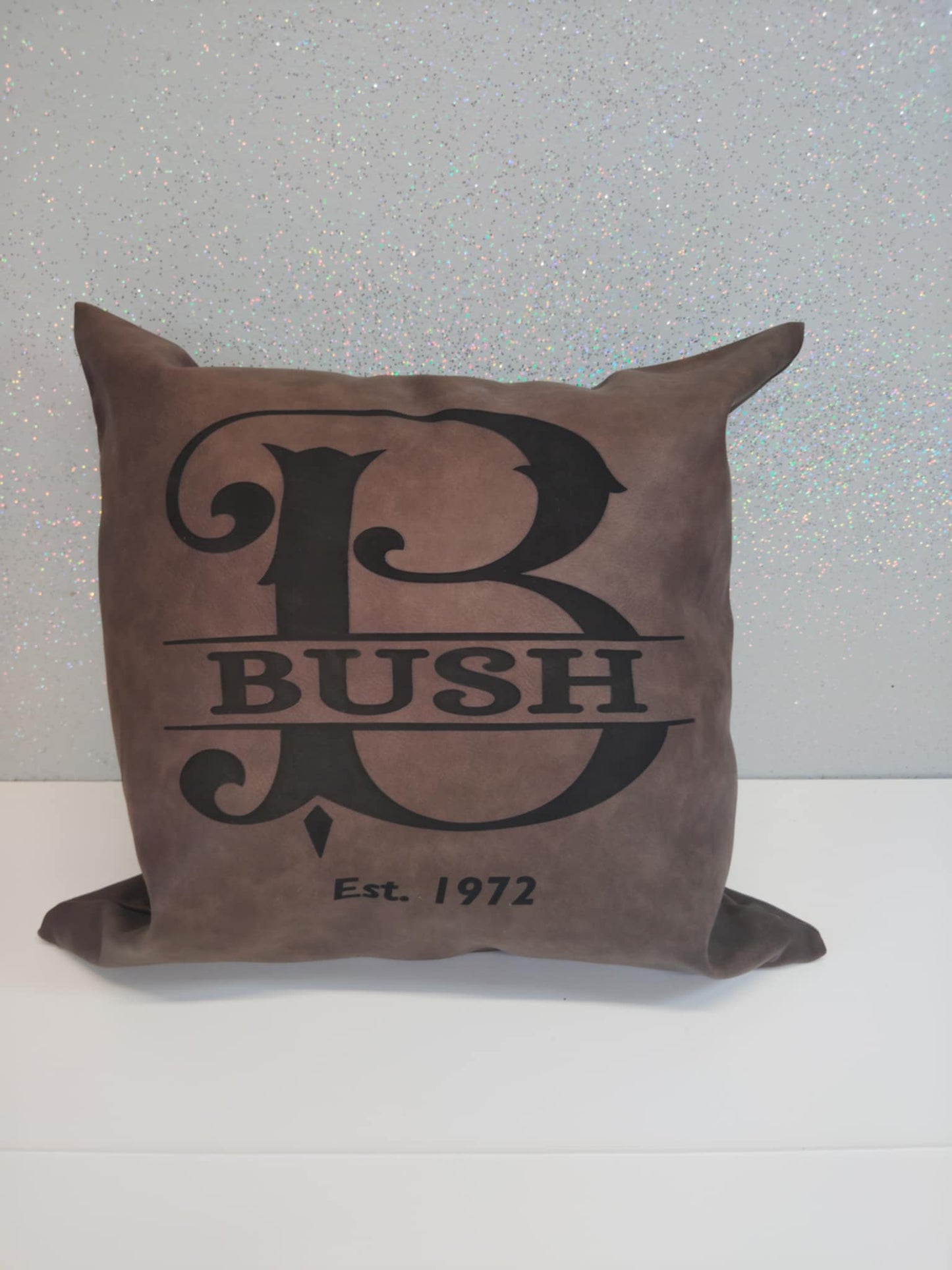 Faux Leather Engraved Pillow