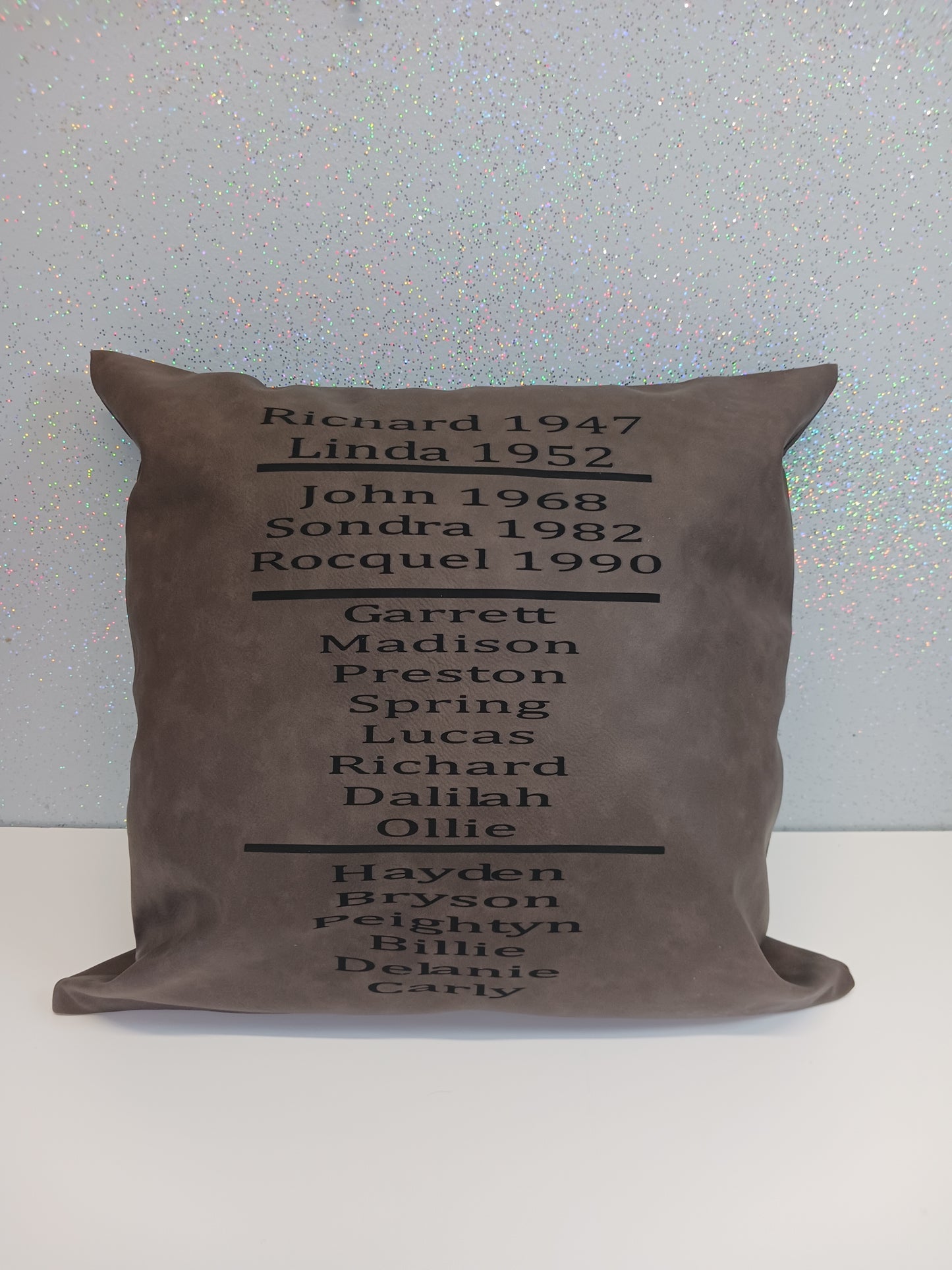 Faux Leather Engraved Pillow