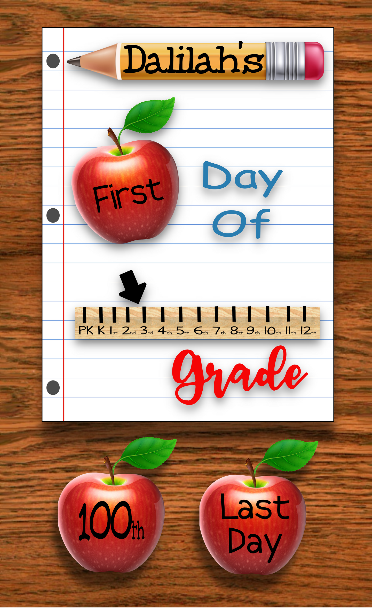 Back to school board with last day & 100th day