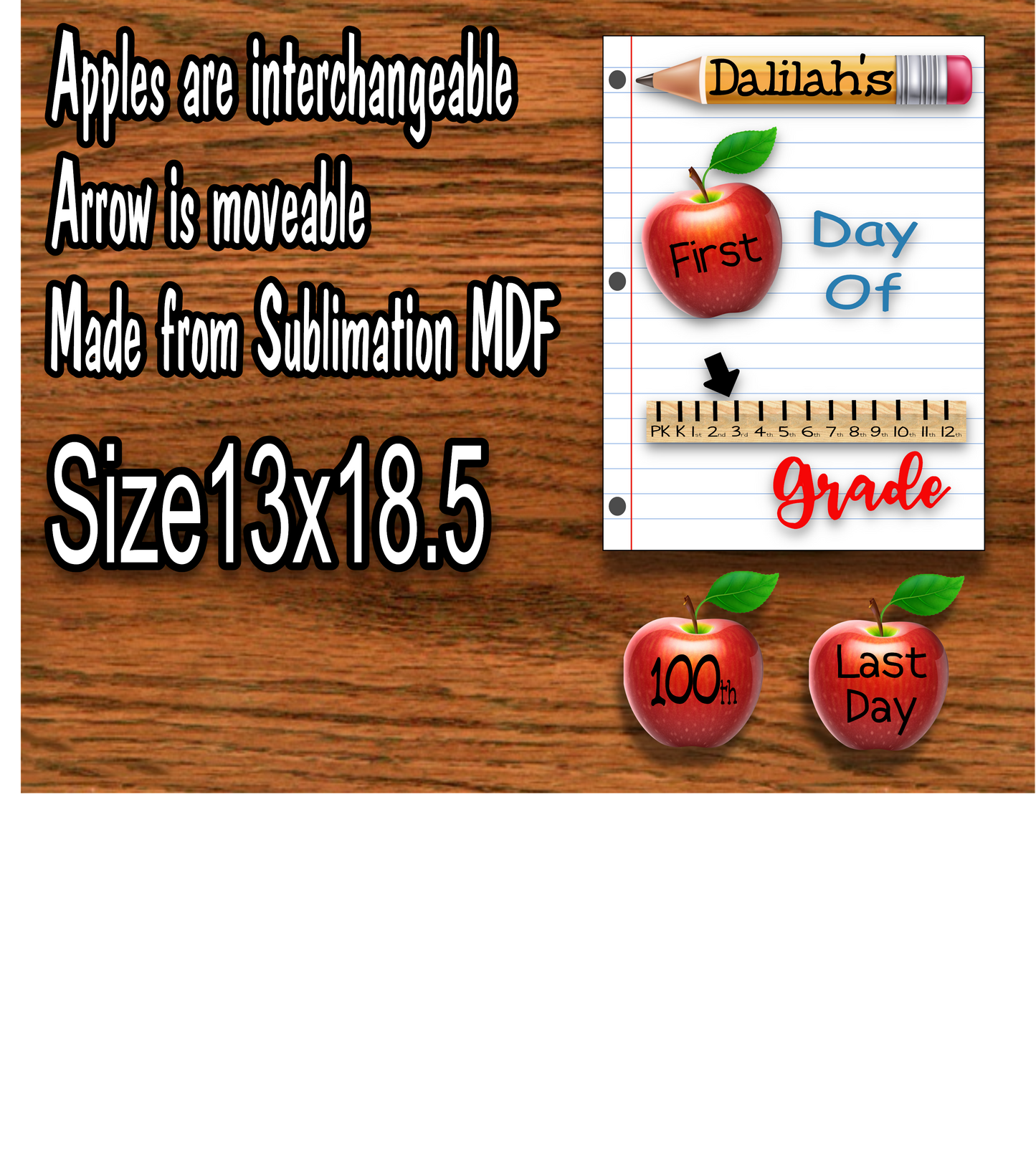 Back to school board with last day & 100th day