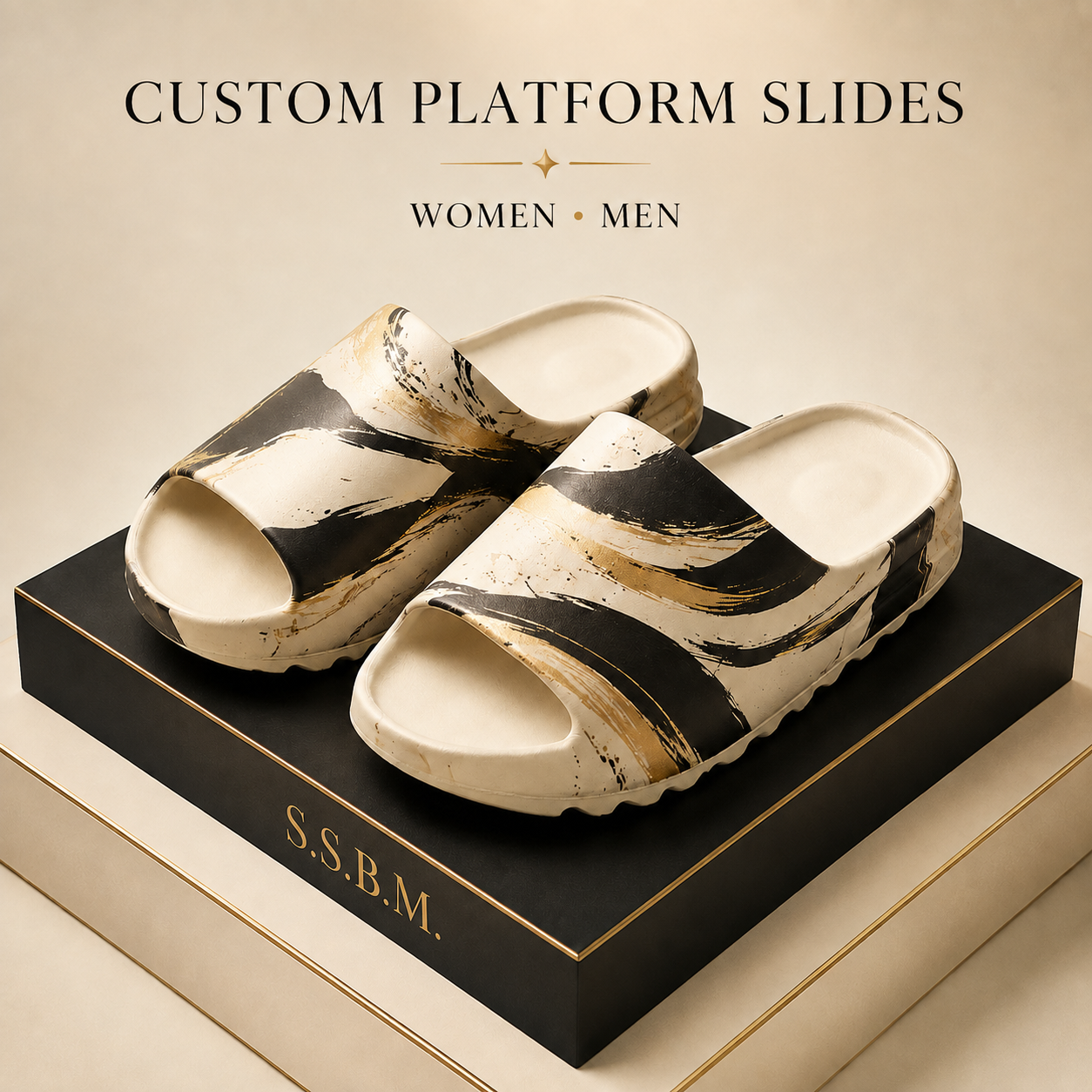 Custom Thick Sole Platform Slides for Women & Men