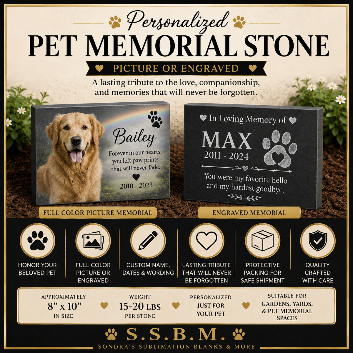 Personalized Pet Memorial Stone | Picture or Engraved