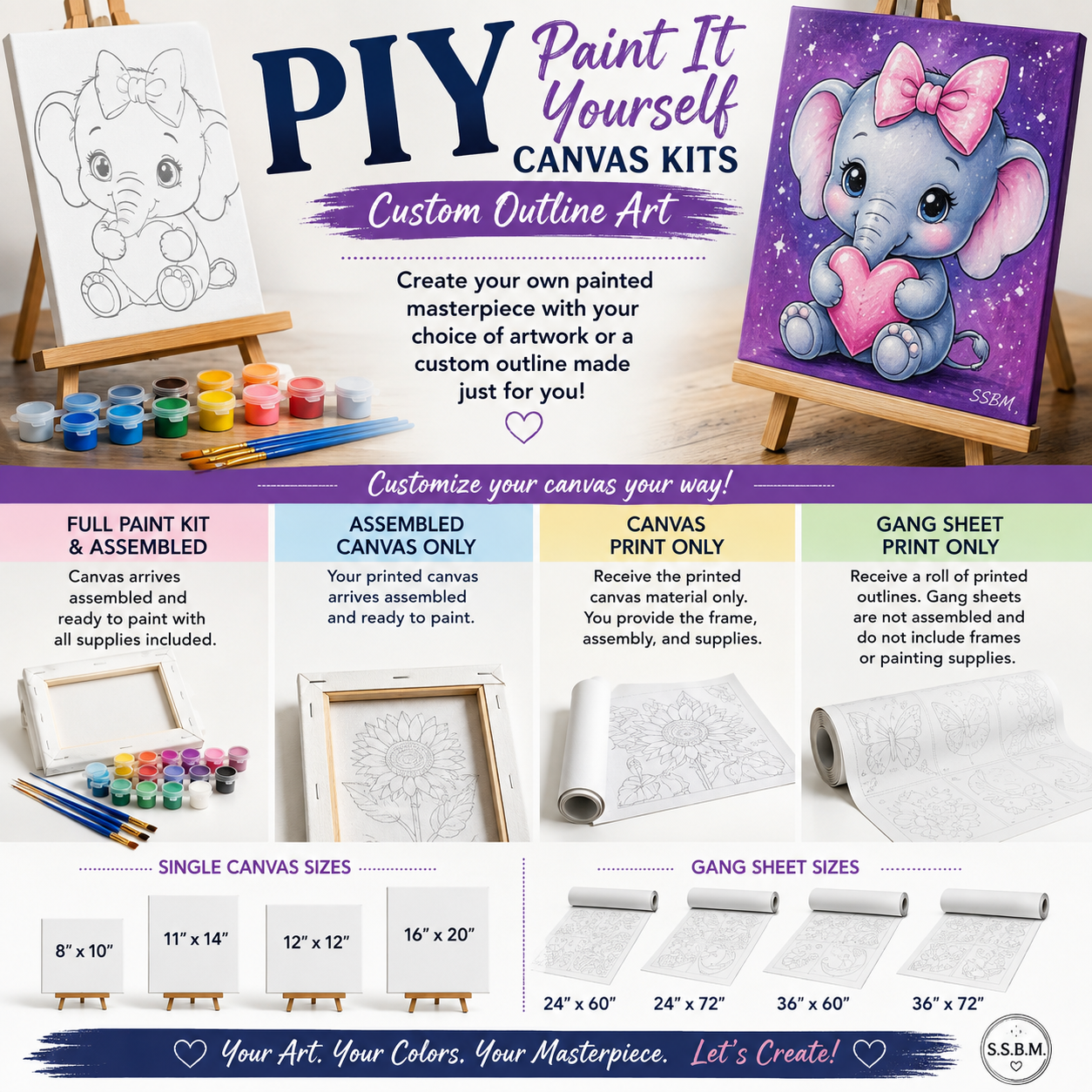 Paint It Yourself Canvas Kits | Custom Outline Art