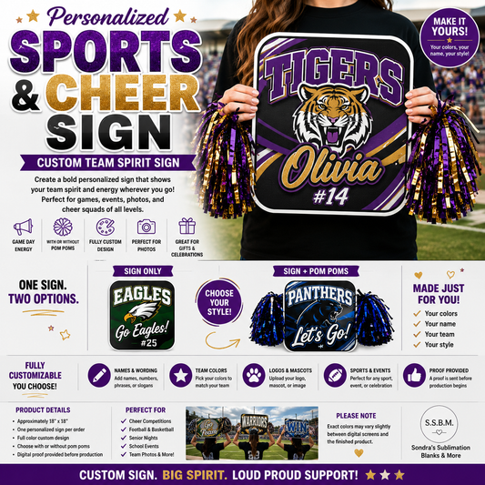 Personalized Sports & Cheer Sign | Custom Team Spirit Sign