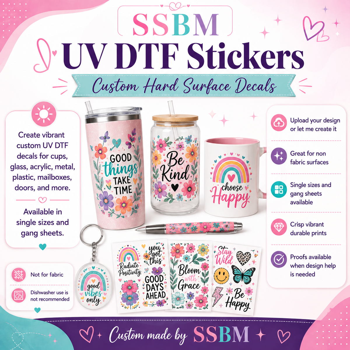 Custom UV DTF Transfers | Stickers, Wraps & Gang Sheets