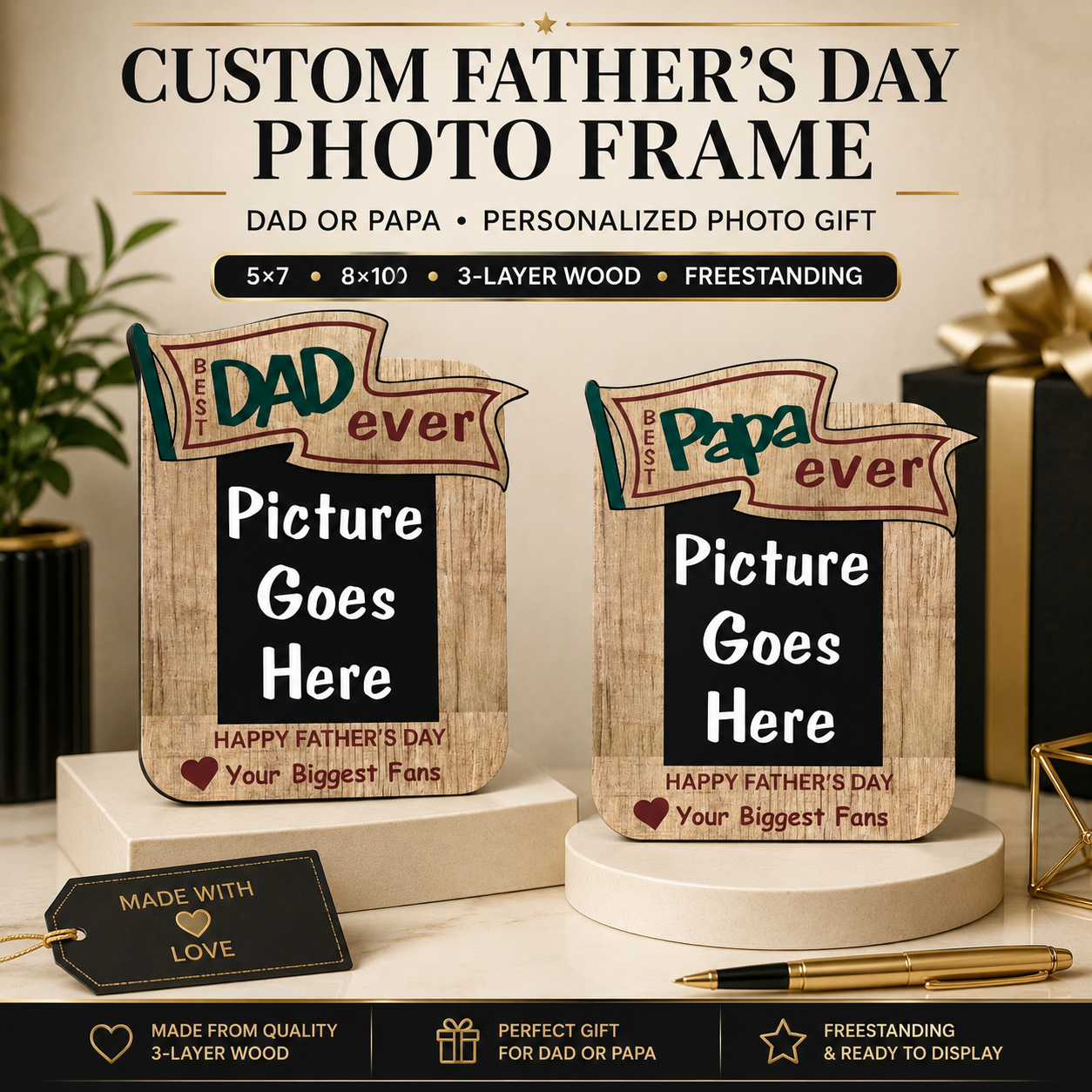 Custom Father’s Day Photo Frame | Dad or Papa Gift