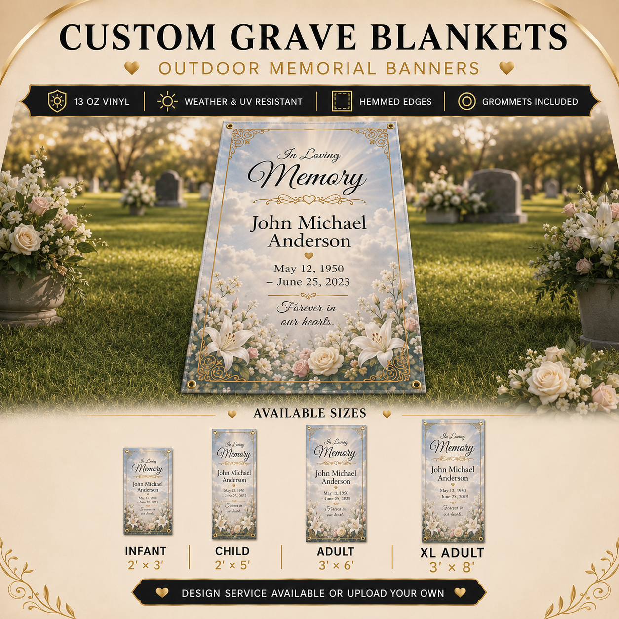 Custom Grave Blanket | Outdoor Memorial Banner