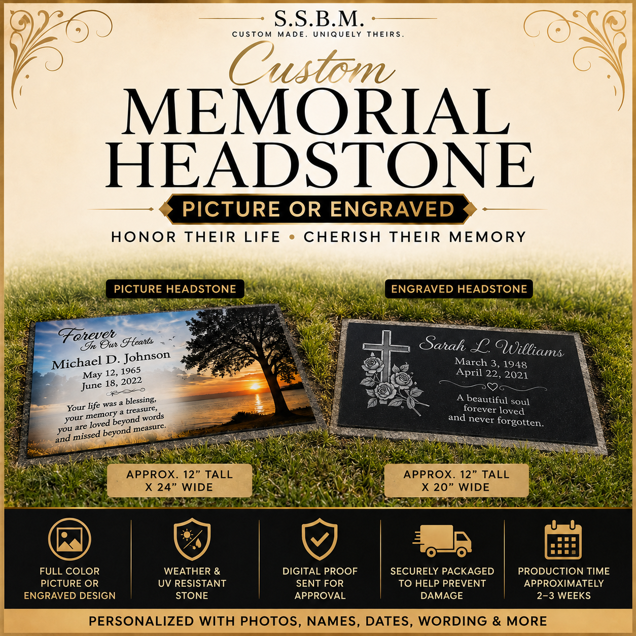 Custom Memorial Headstone | Picture or Engraved