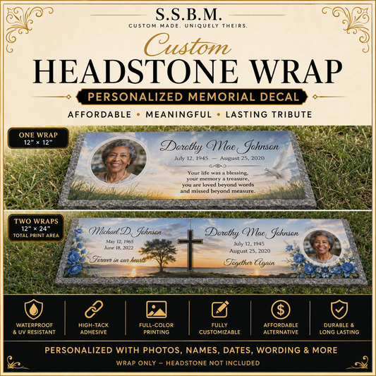 Custom Headstone Wrap | Personalized Memorial Decal