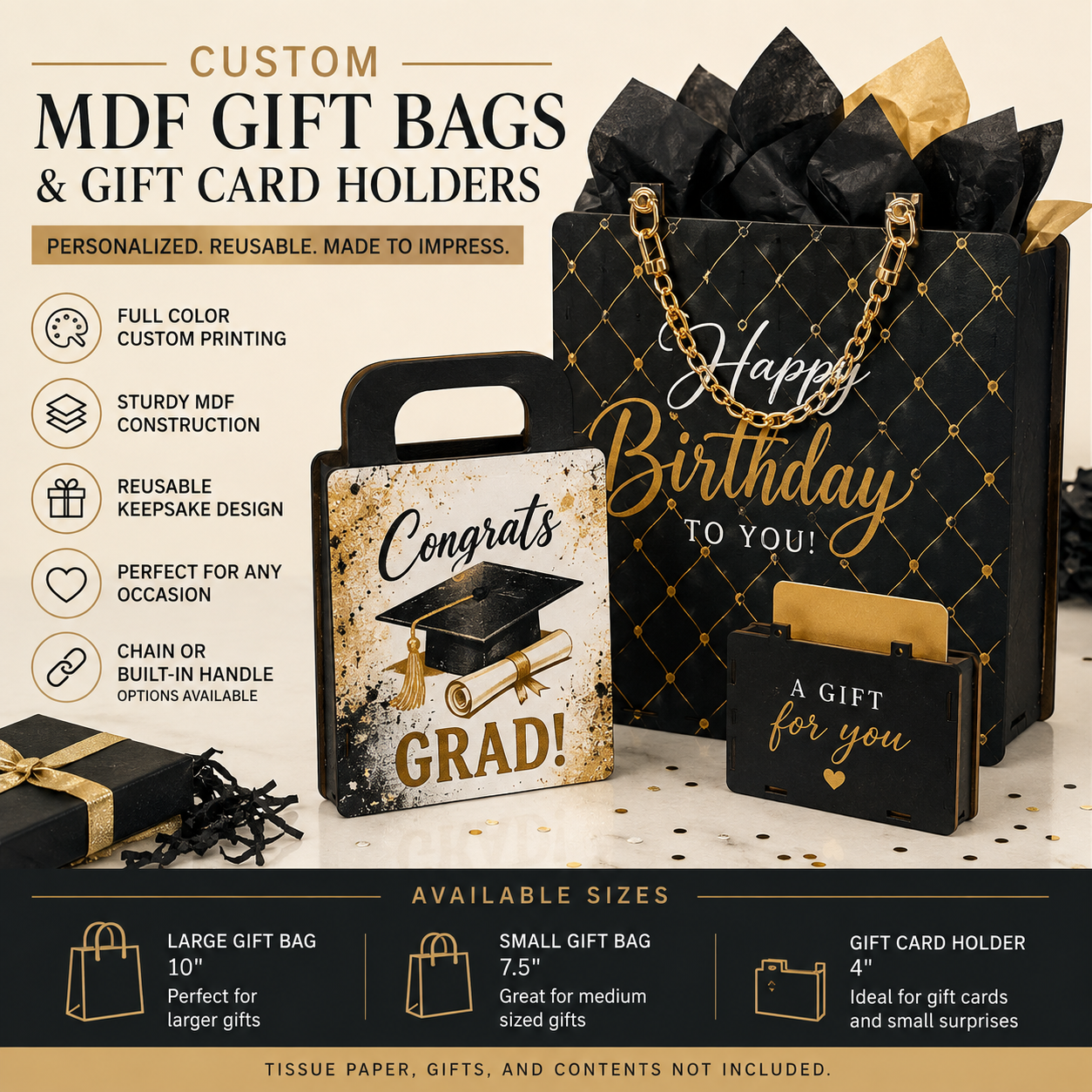 Wholesale Custom MDF Gift Bags & Gift Card Holders