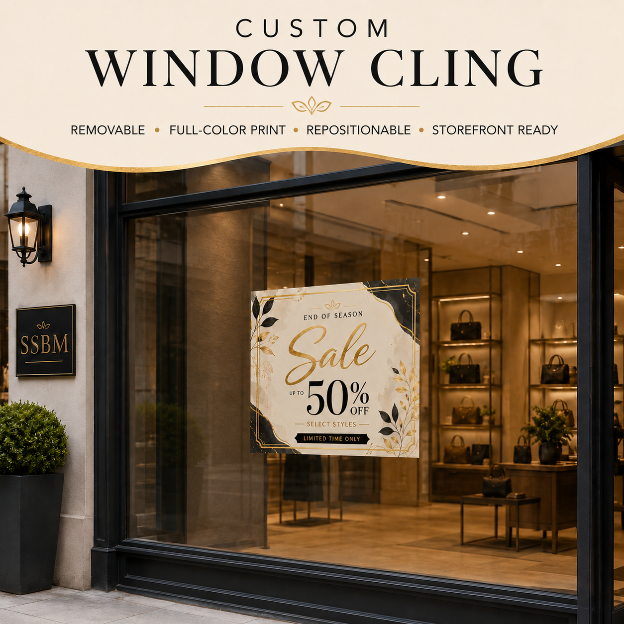 Custom Window Cling | Removable Storefront Signage