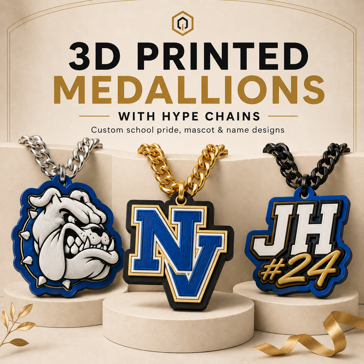 Custom 3D Printed Medallion & Chain