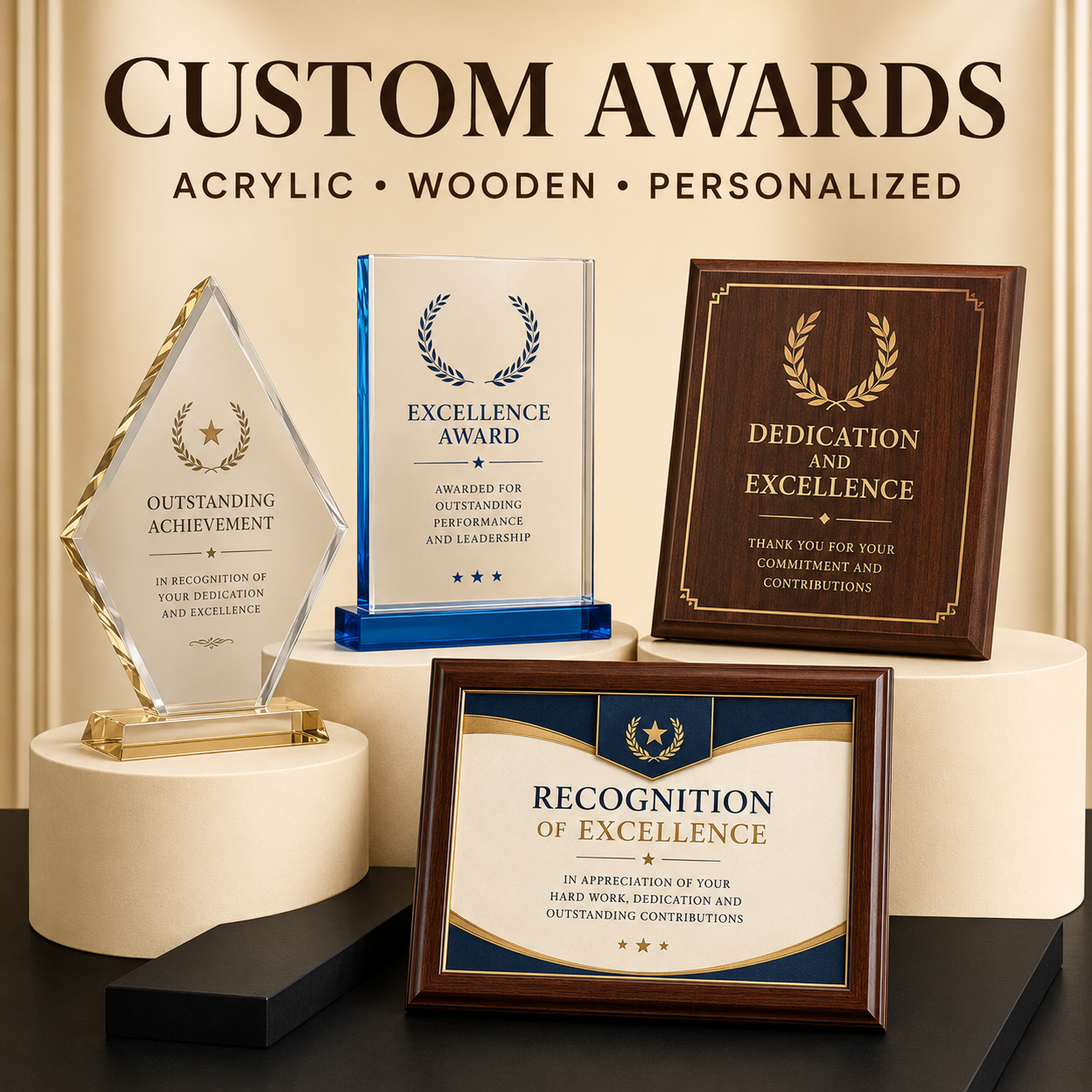 Wholesale Custom Acrylic & Wooden Awards | Personalized Recognition Plaques