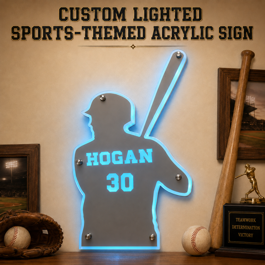 Custom Lighted Sports-Themed Acrylic Sign | Personalized Wall Décor