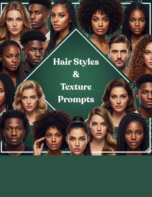 AI Hairstyles & Textures E-Book – Realistic Hair Detailing for Any Prompt