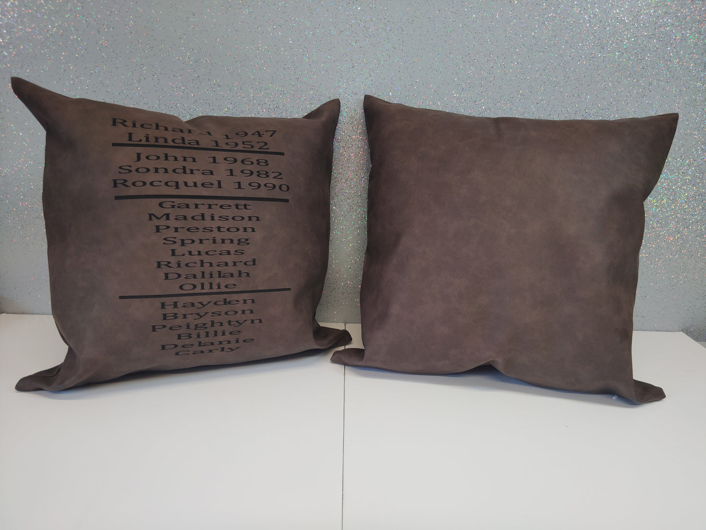 Faux Leather Engraved Pillow