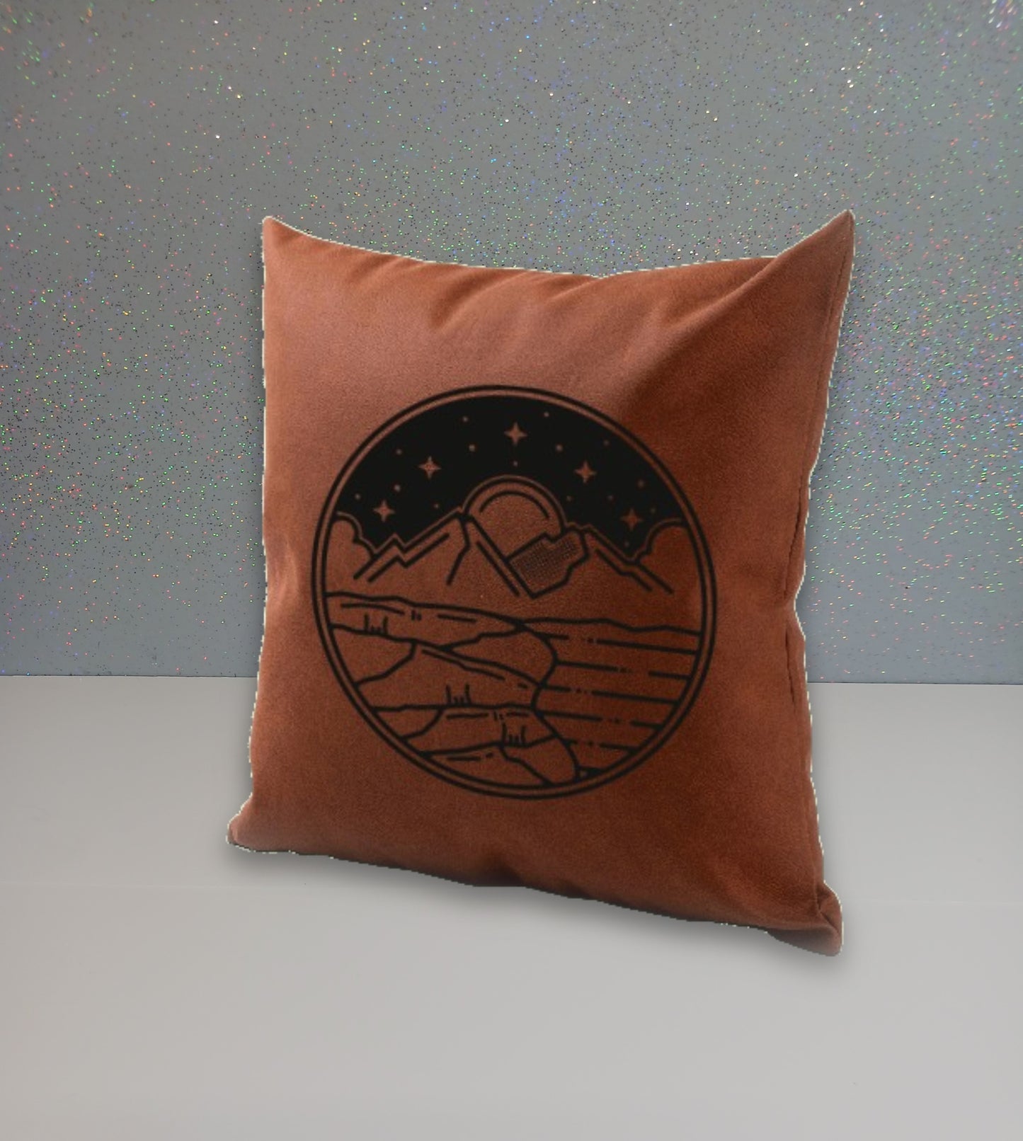 Faux Leather Engraved Pillow