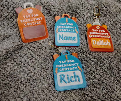 Emergency Contact Backpack Tag