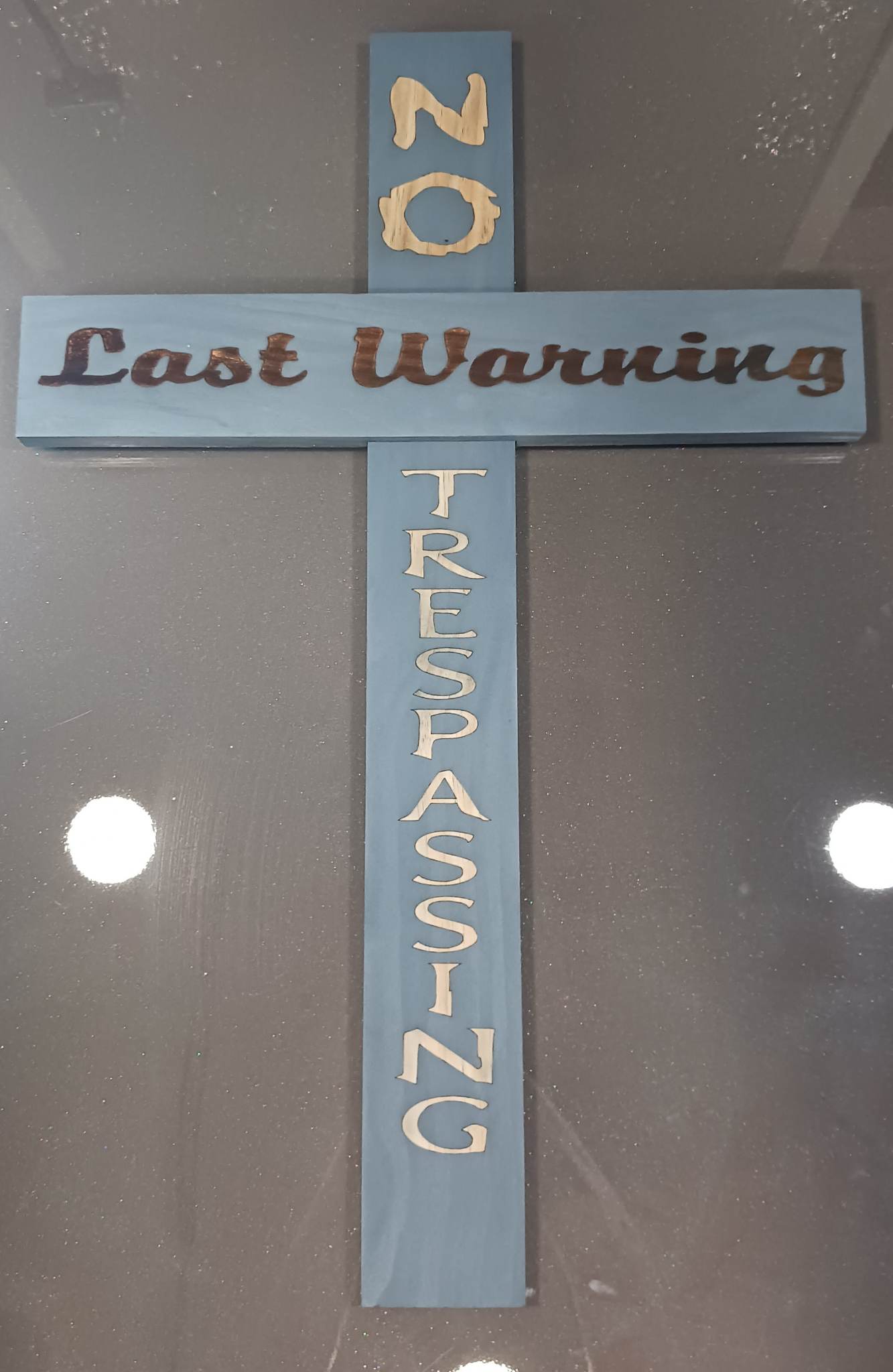 No Trespassing Wooden Cross Sign